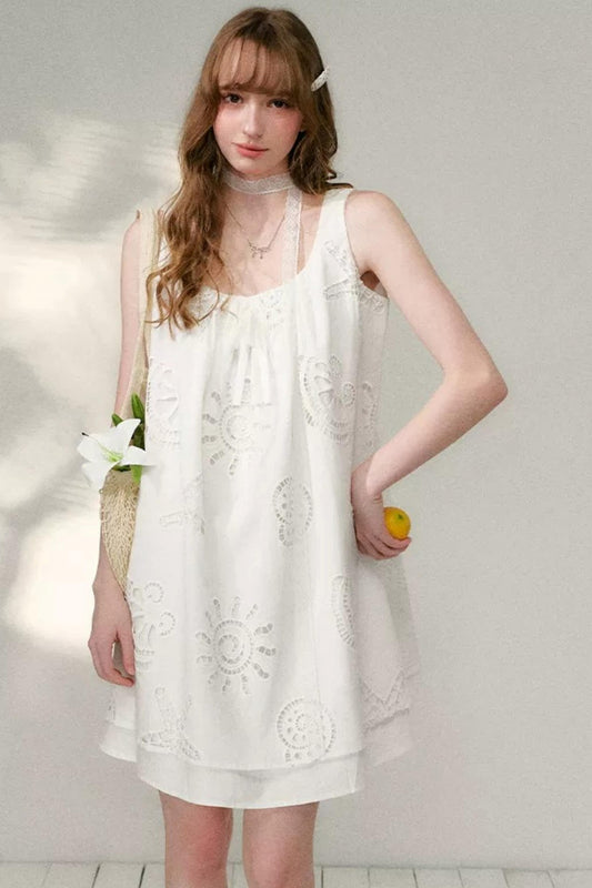 White Hollow A-Line Dress