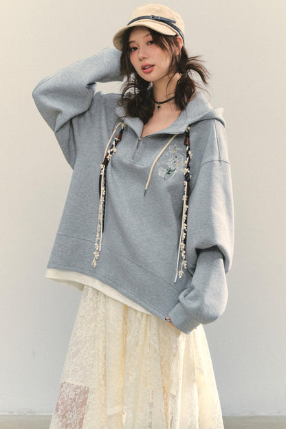 Embroidered Flower Sweatshirt