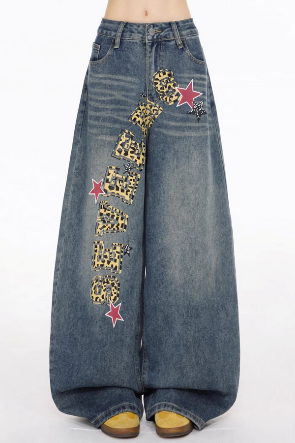 Retro Distressed Denim Pants