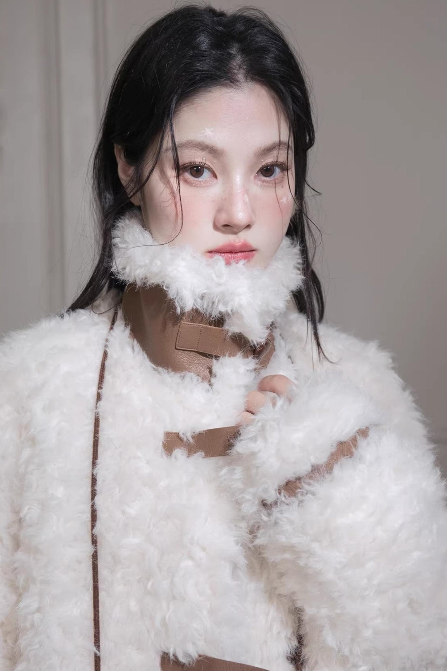 Velvet Curly Fur Coat Set