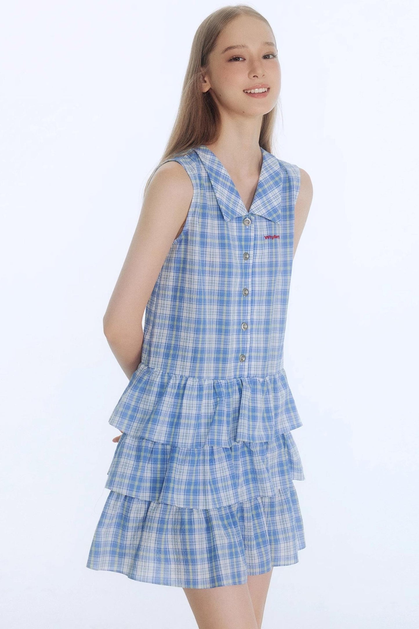 Summer Embroidered Plaid Dress