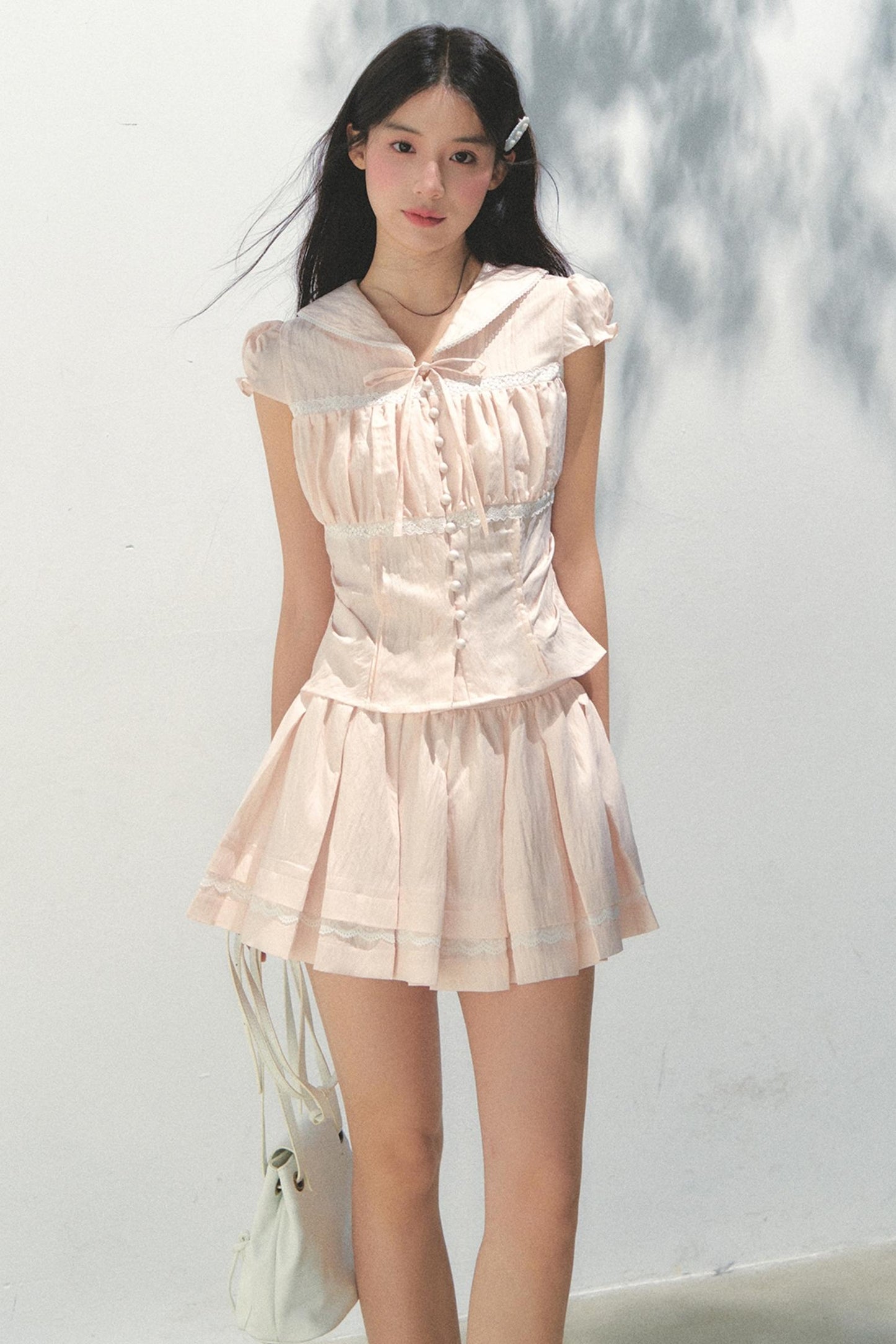 Pink Navy Lycra Top Set-Up