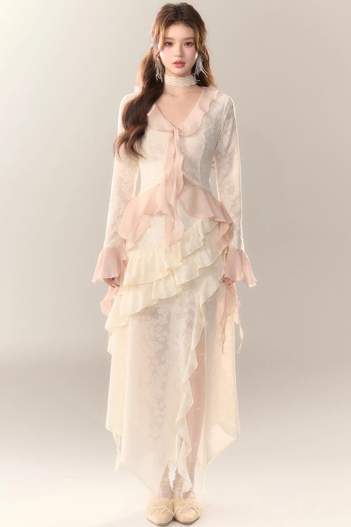 Blue Cherry Blossom Top Skirt Set-Up