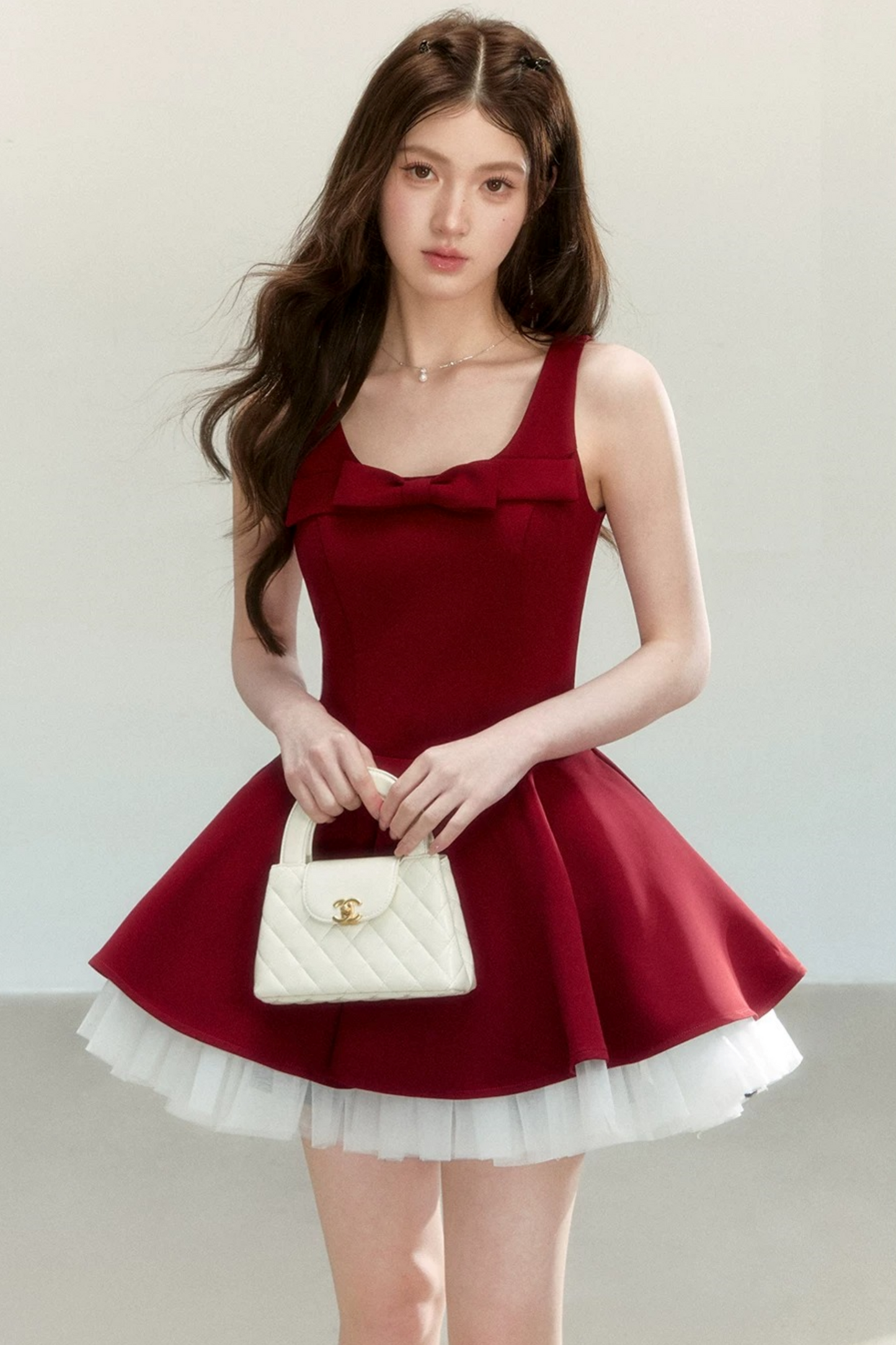 Vintage Red Bow Puff Dress