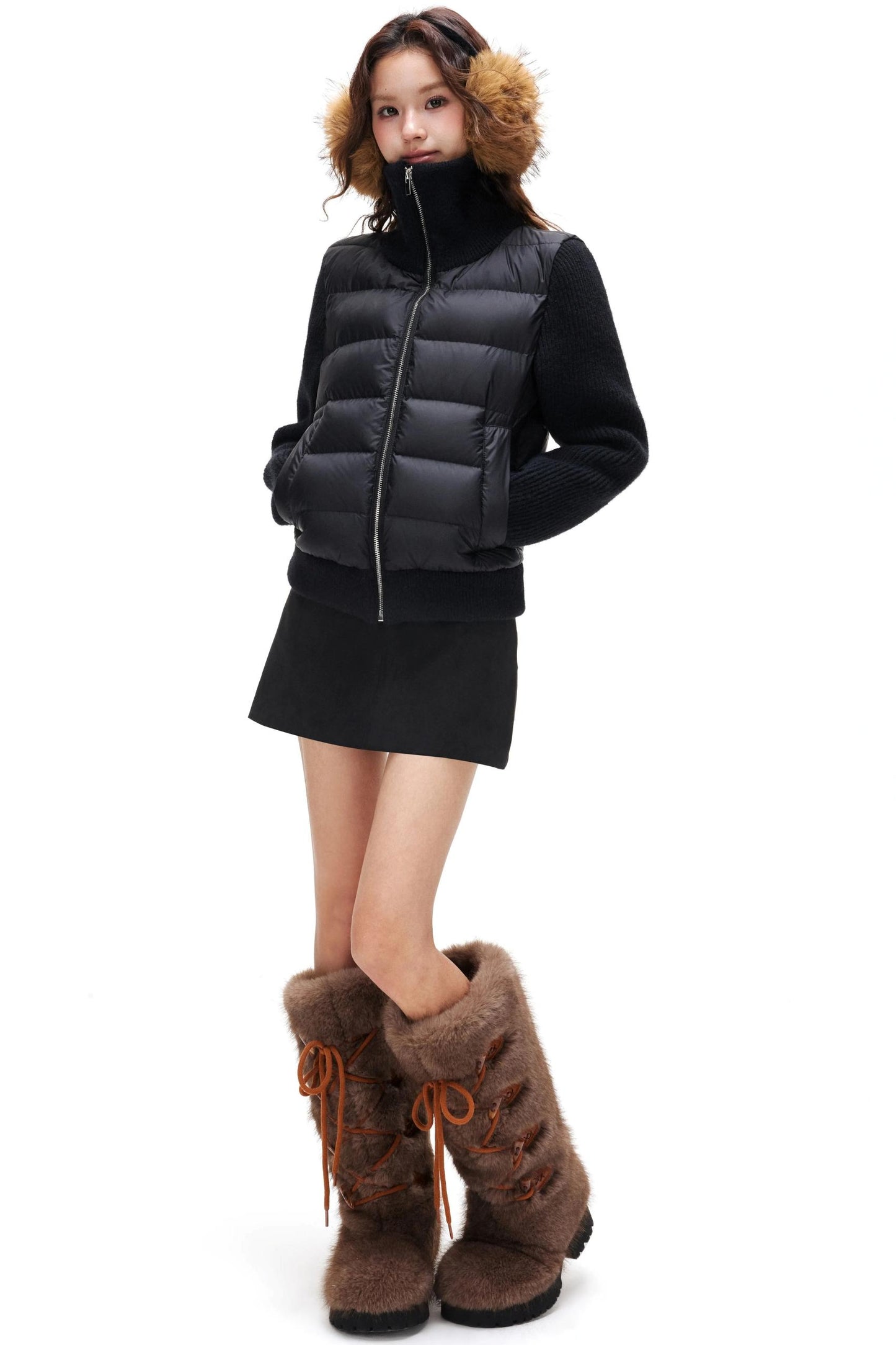 Ribbed Knitted Patchwork Jacket