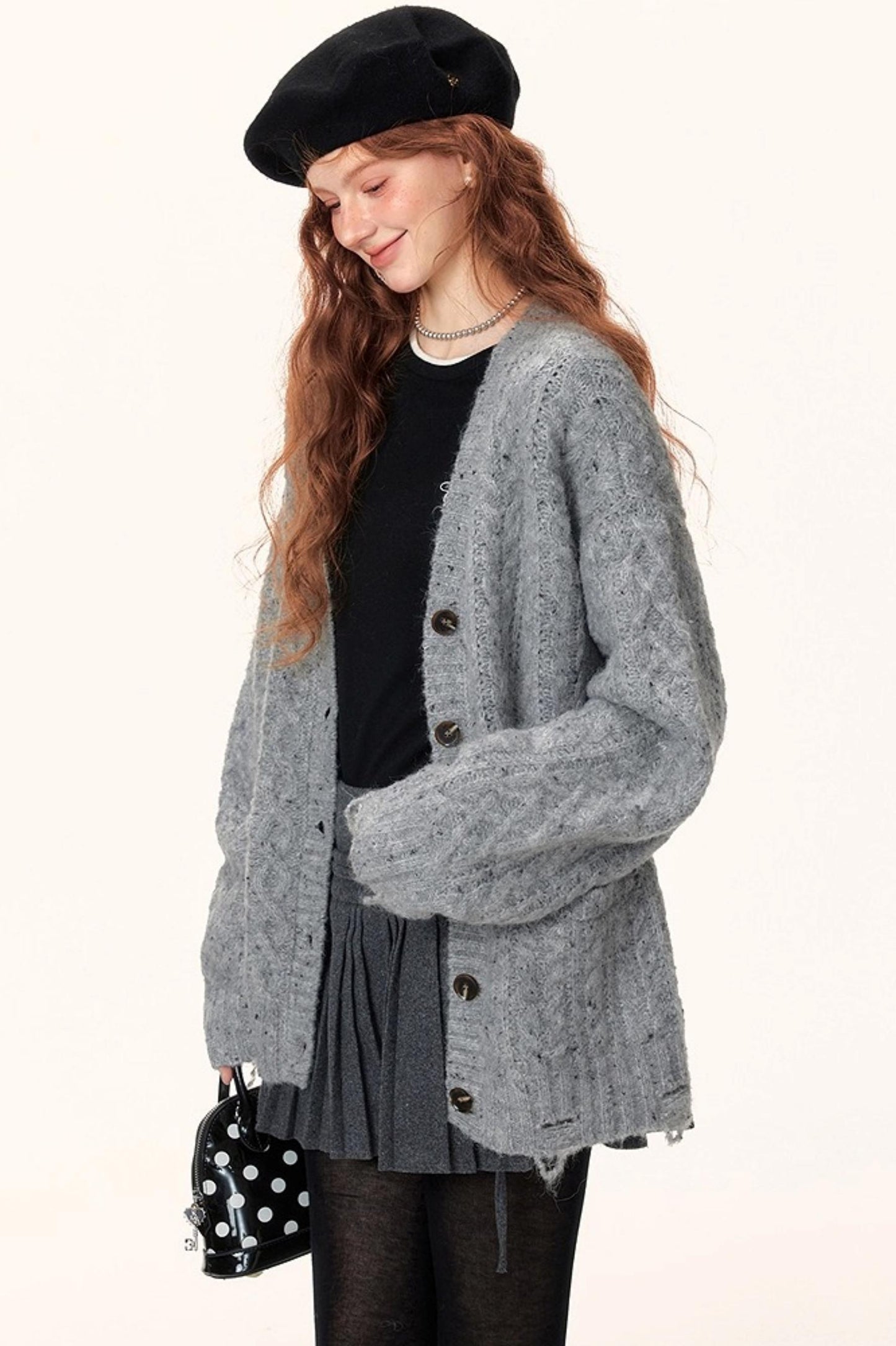 Atmospheric Irregular V-Neck Cardigan