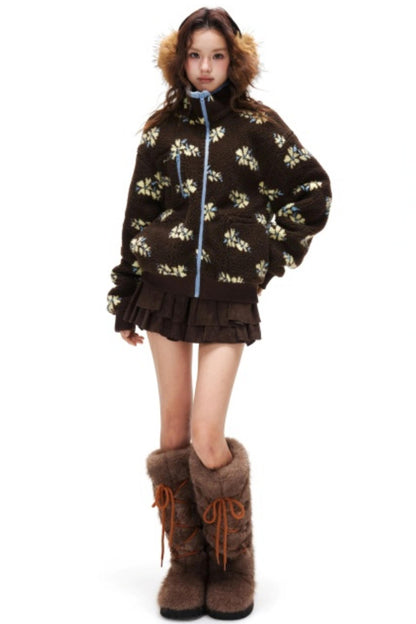 Floral Fair Isle Fleece Jacket