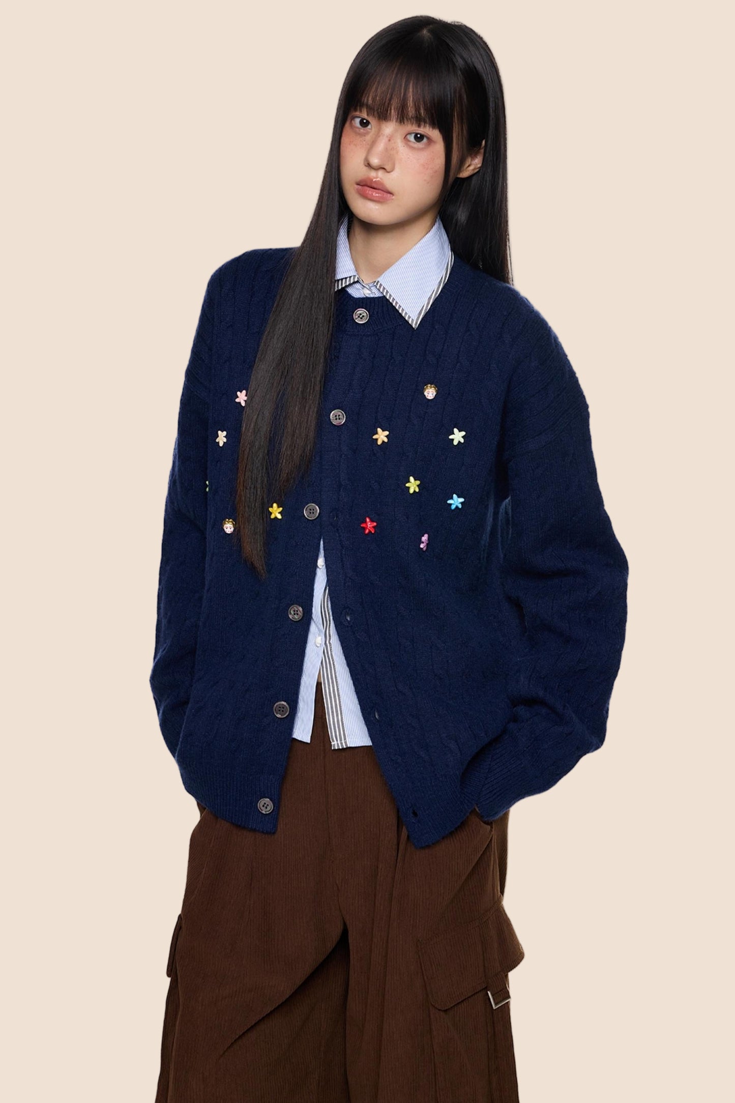 Studded Beaded Knit Cardigan