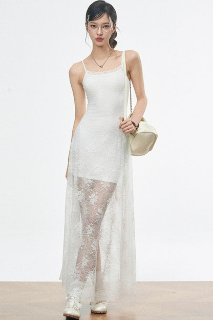 Fusion Lace Dress With Lace Shirt Set-Up