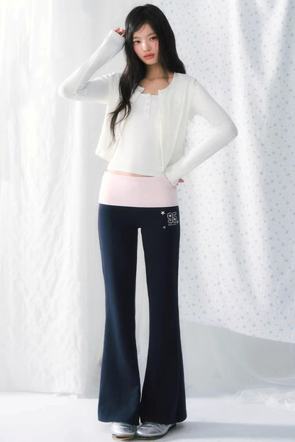 컬러 블록 플레어 스웨트팬츠