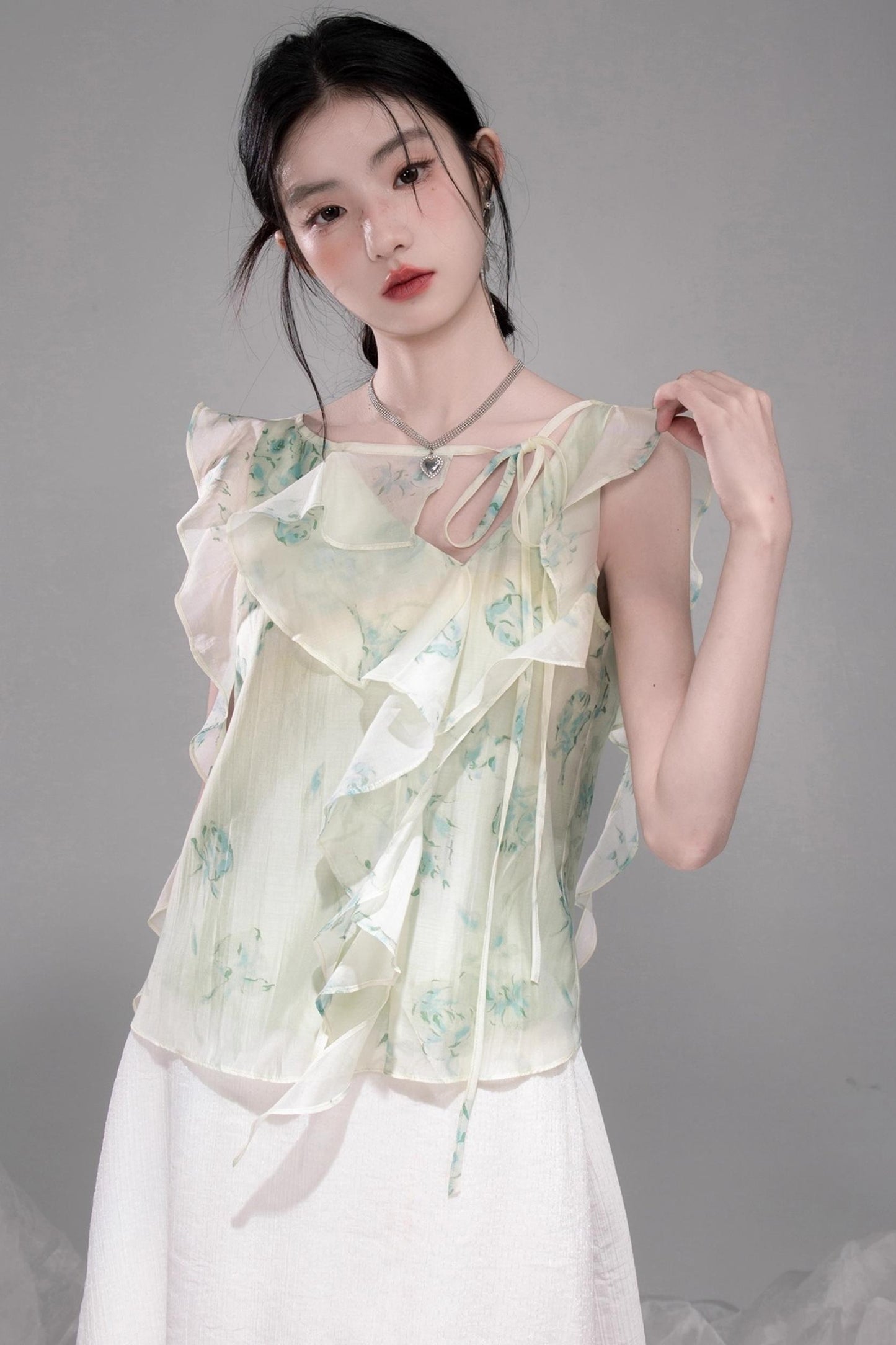 Qingbo Leaf Chiffon Shirt