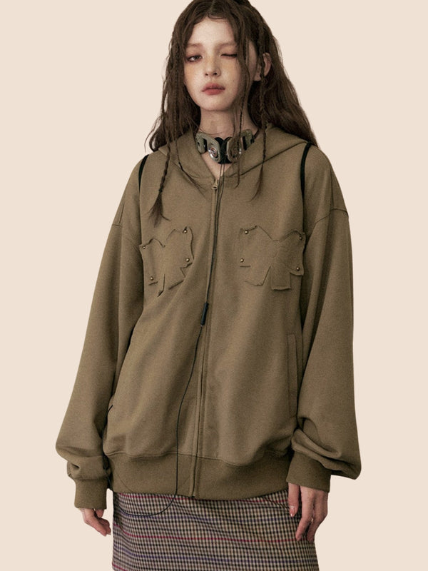 Loose Autumn Green And Grey Jacket