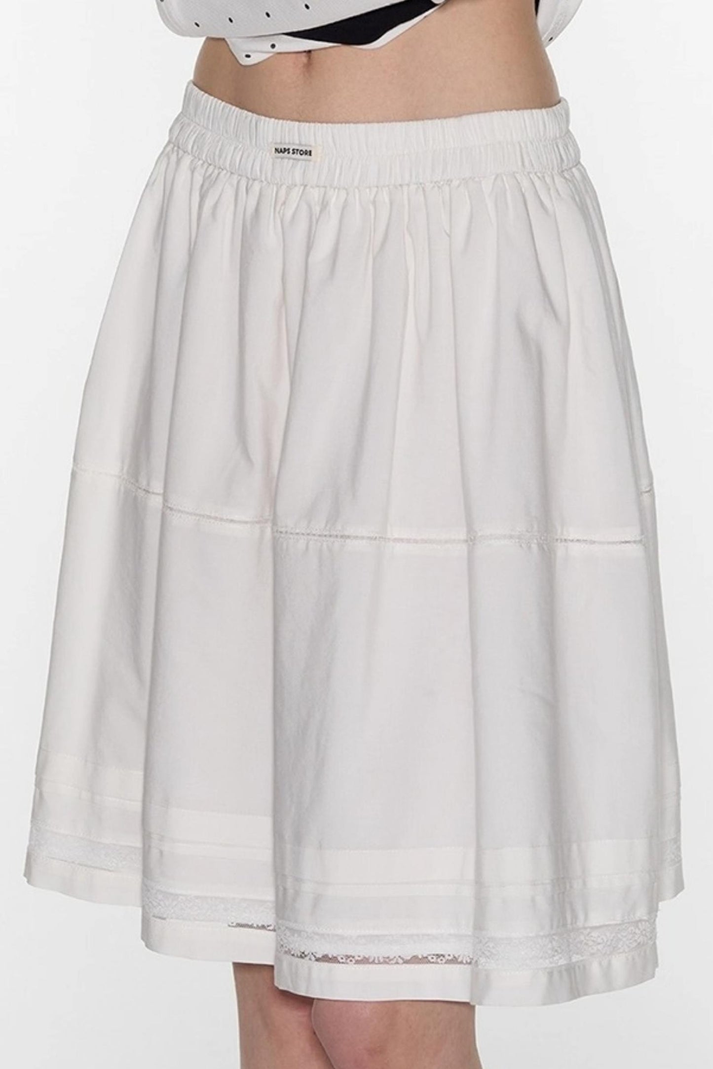 White Lace Panelled Umbrella Skirt