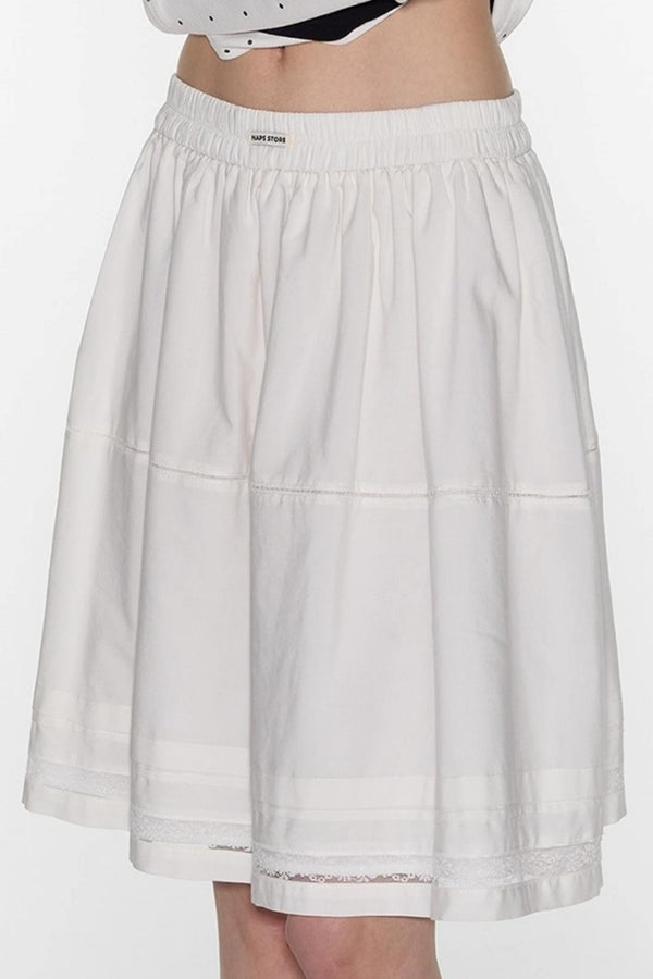 White Lace Panelled Umbrella Skirt