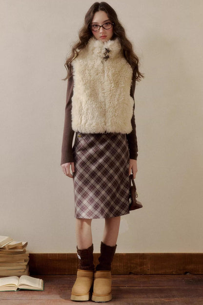 Rétro À carreaux Jupe midi