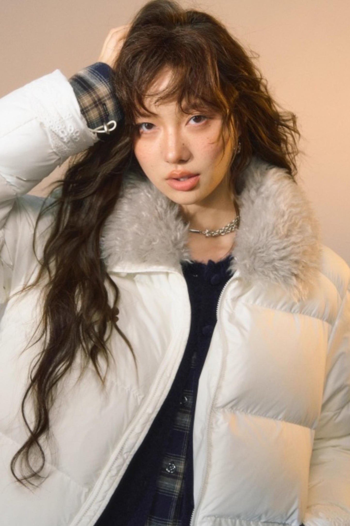 Fur Collar Patchwork Short down Jacket