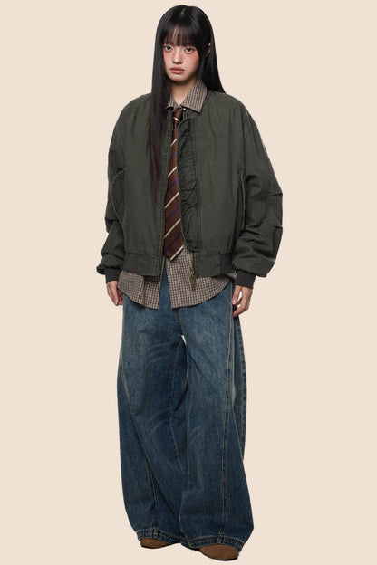 Vintage Distressed Baseball Jersey Jacket