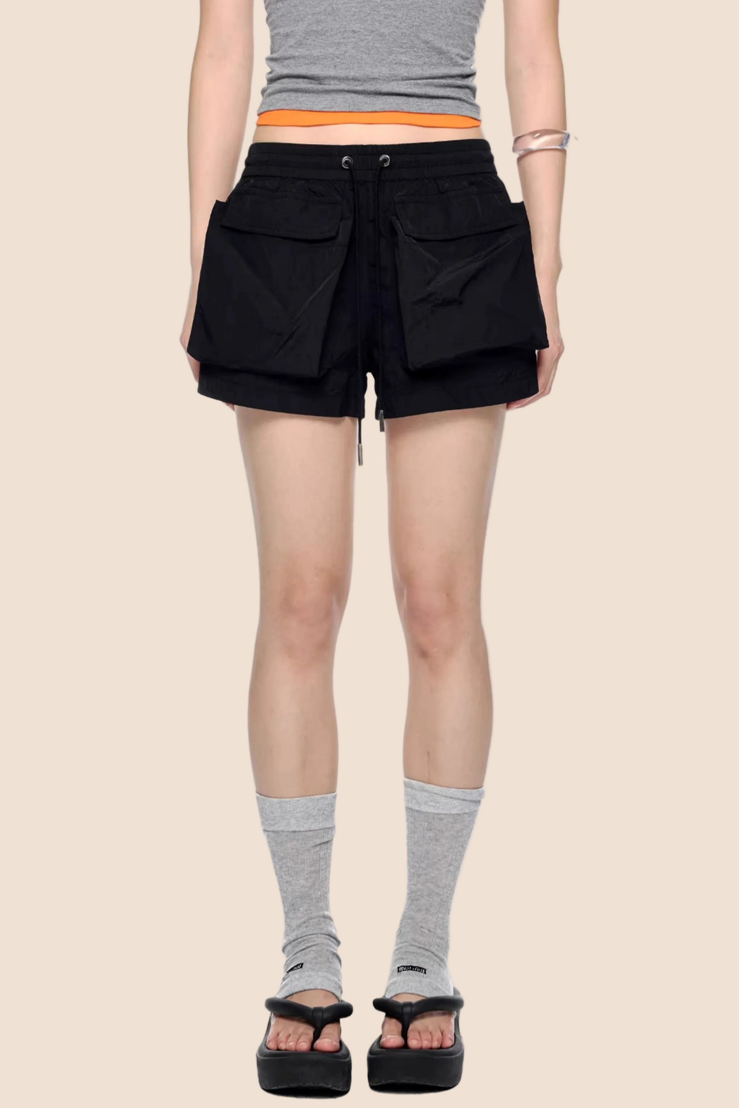 Pleated Quick-Dry Sports Shorts