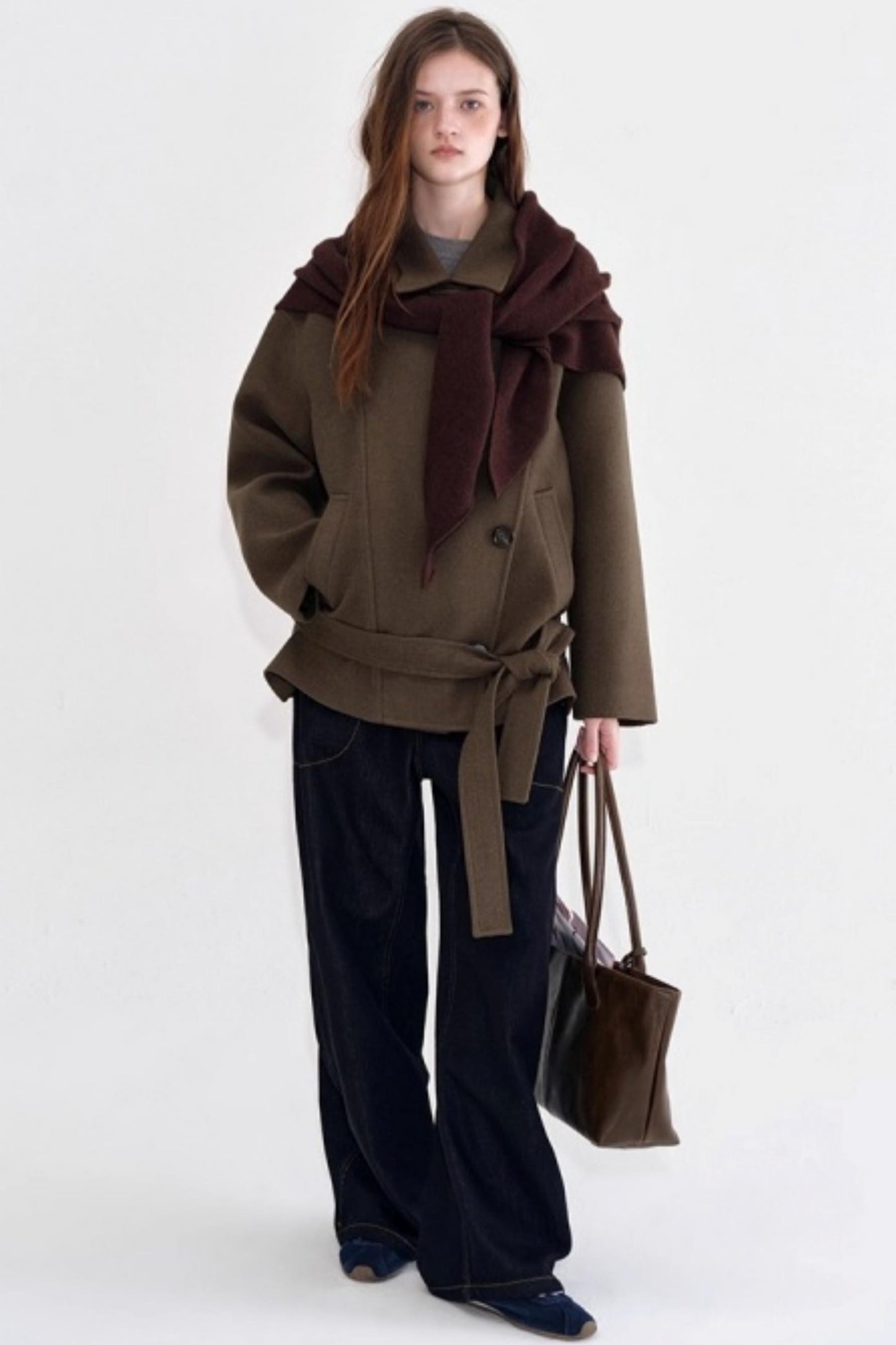 Woolen Double Placket Coat