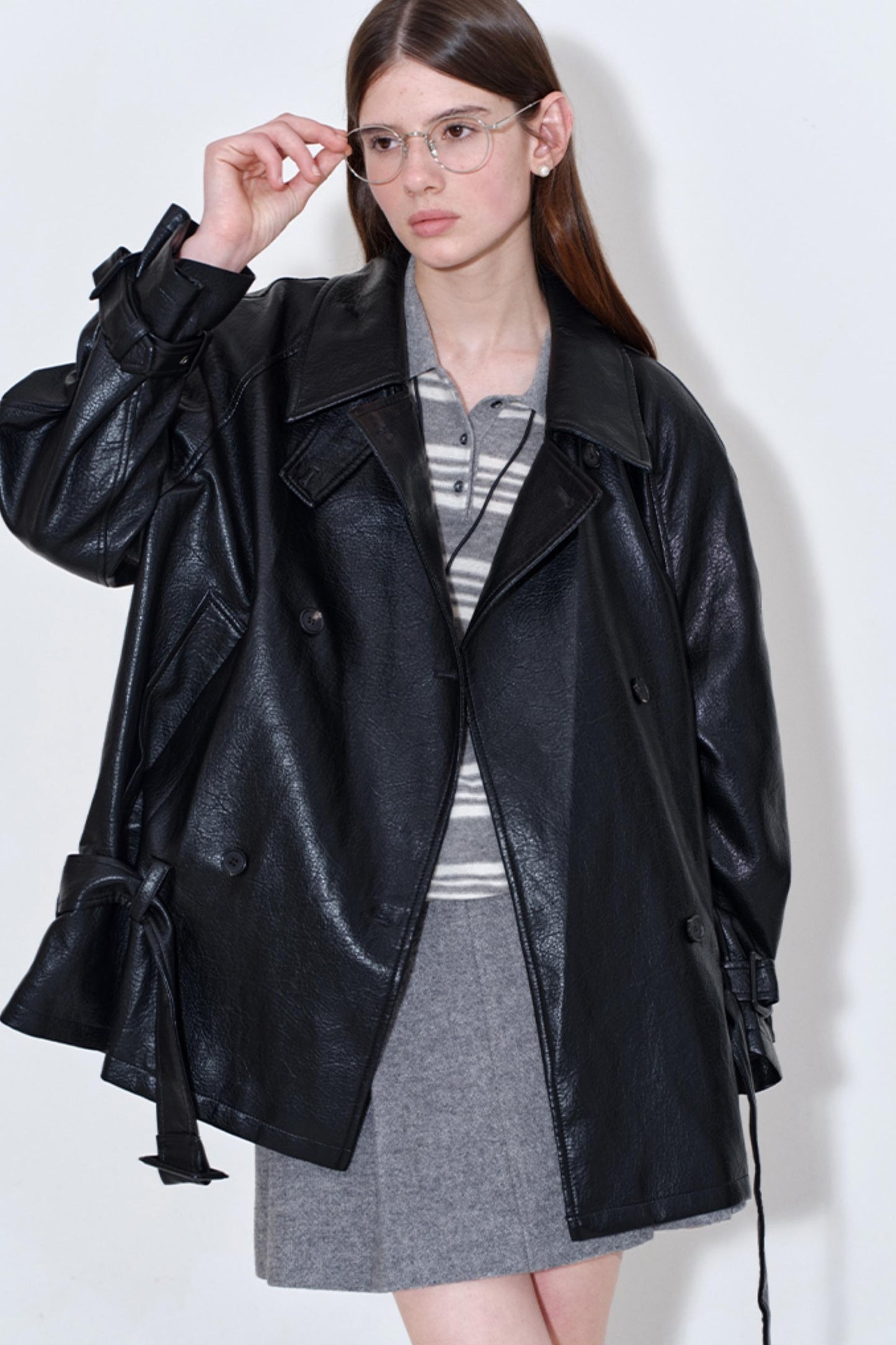 Fashionable Lace-Up Leather Jacket