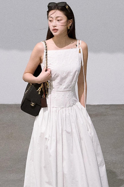 Three-Dimensional White Slip Dress