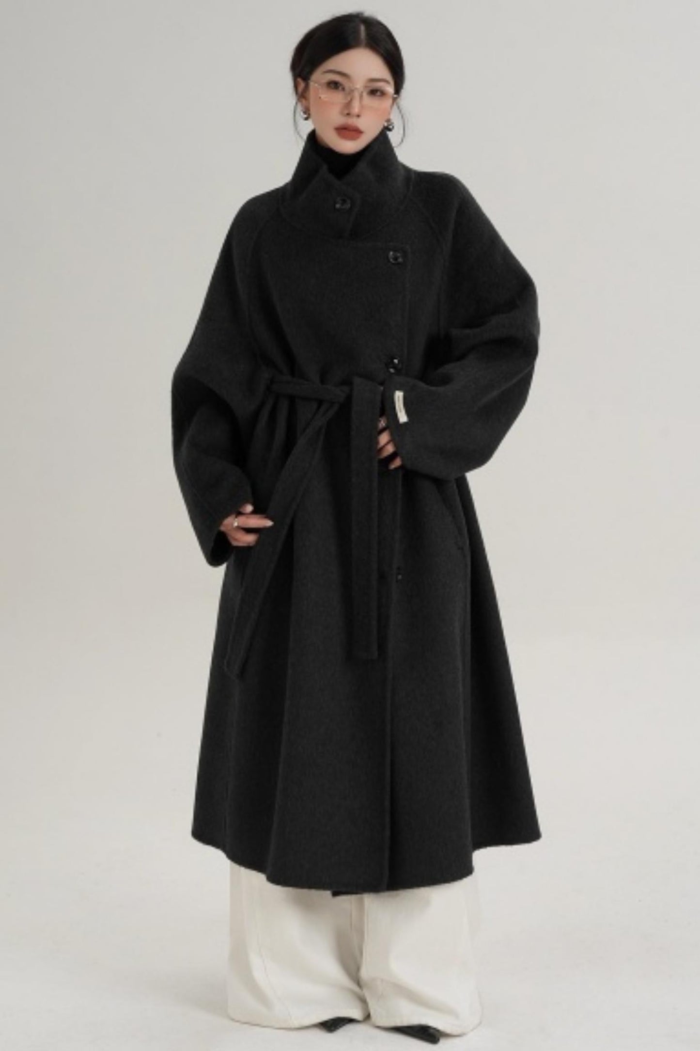 Elegant Charcoal Wool Coat