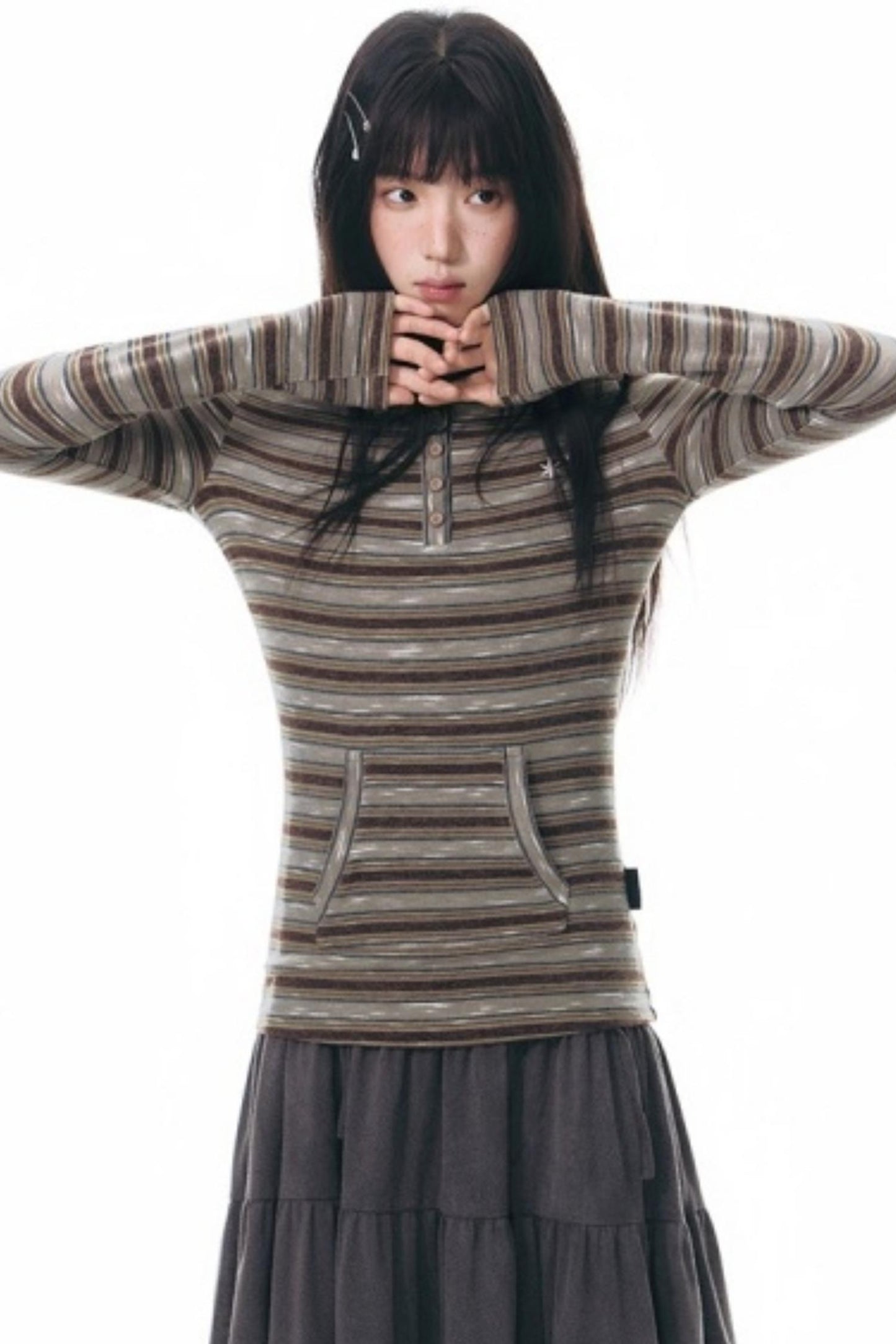 Striped Slimming Stretch Hoodie