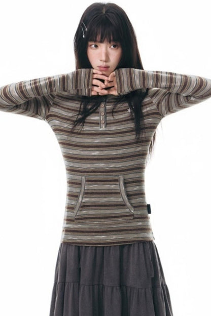 Striped Slimming Stretch Hoodie