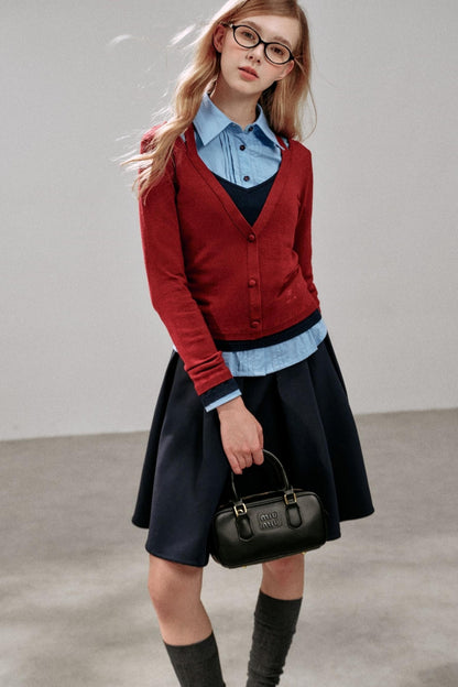 Wool Knit Pullover Layered Top