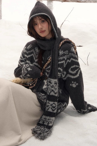 Retro Wool Scarf Hat