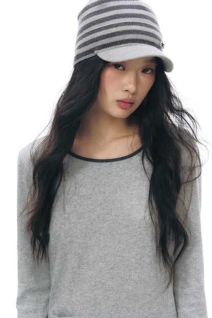 Striped Knit Baseball Cap