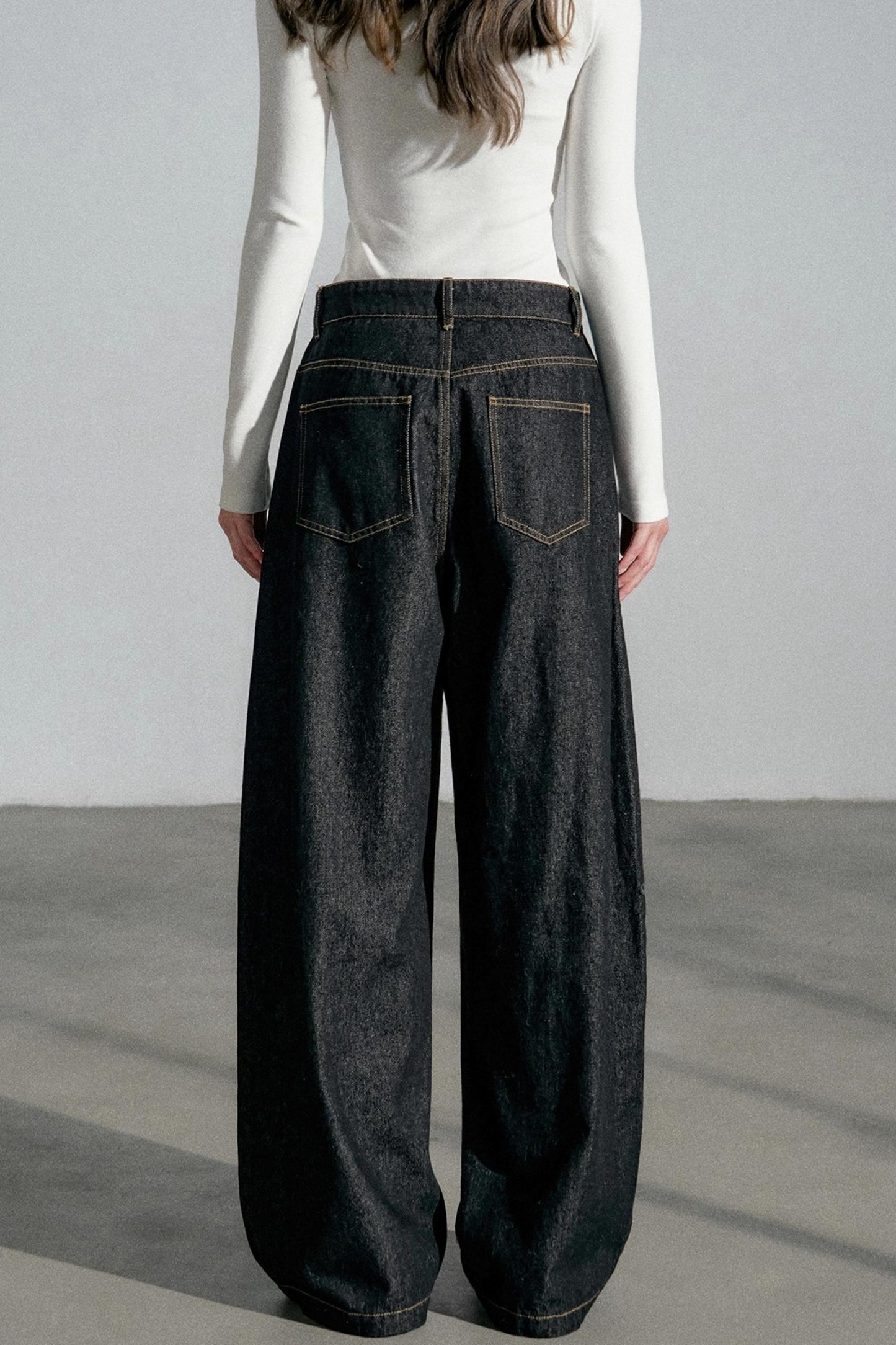 High-Waisted Slimming Denim Trousers