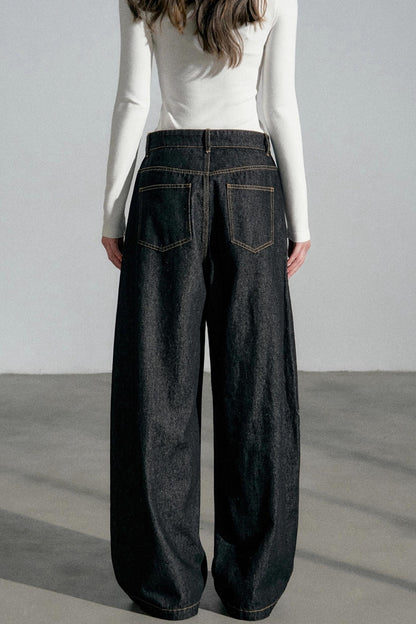 High-Waisted Slimming Denim Trousers
