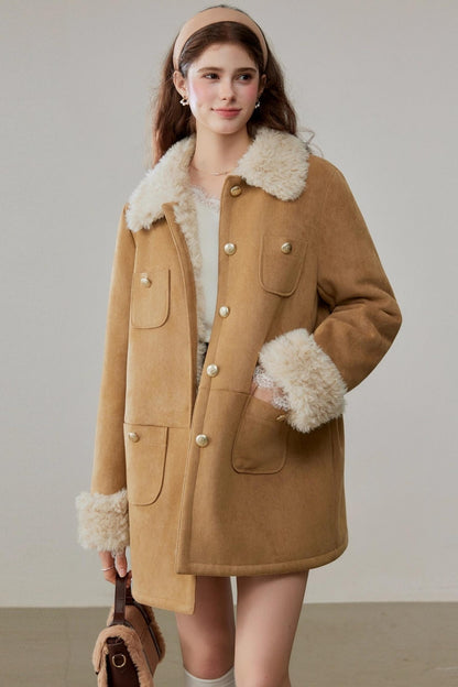 Fur Integrated Suede Winter Jacket