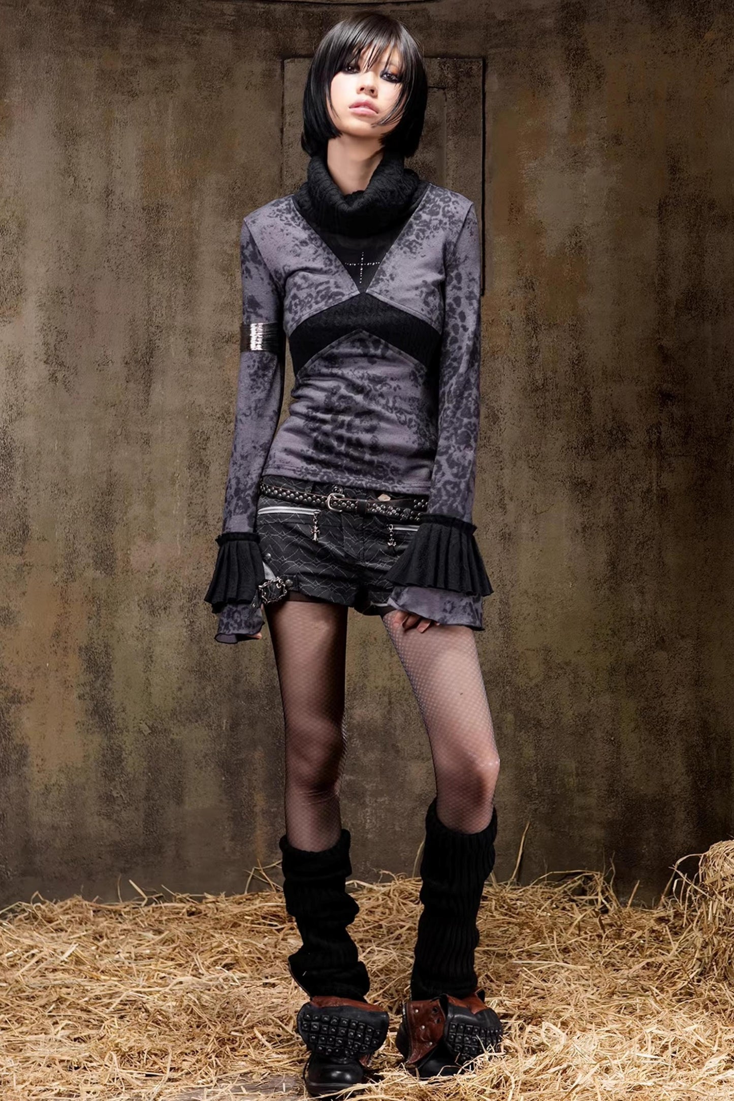 Retro Color-Block Knit Top