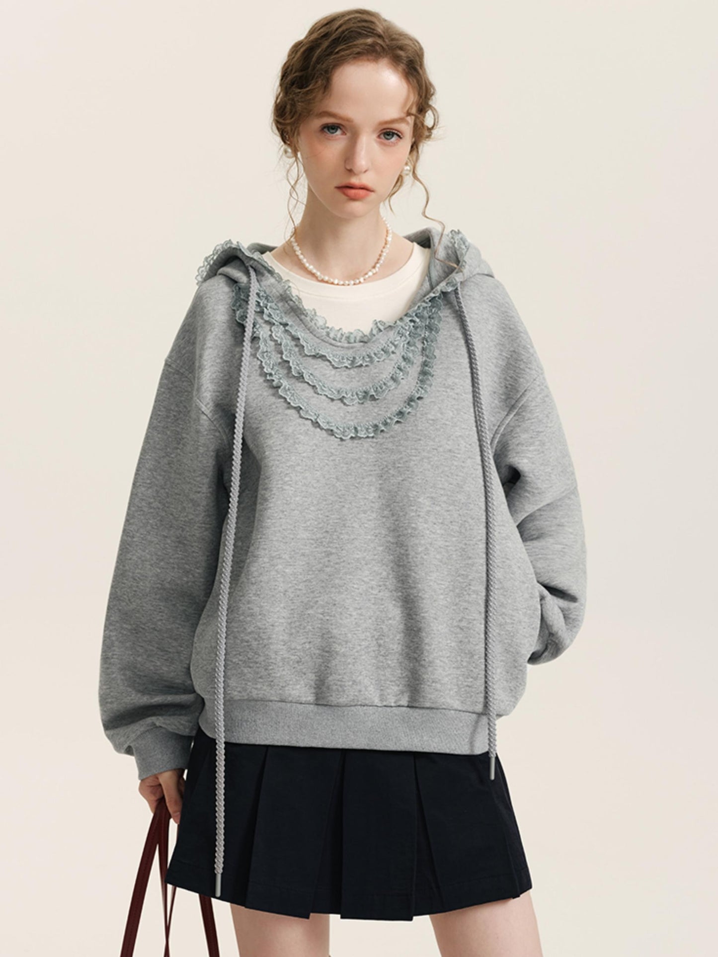 FUNGUS COLLAR HOODED SWEATSHIRT SET-UP