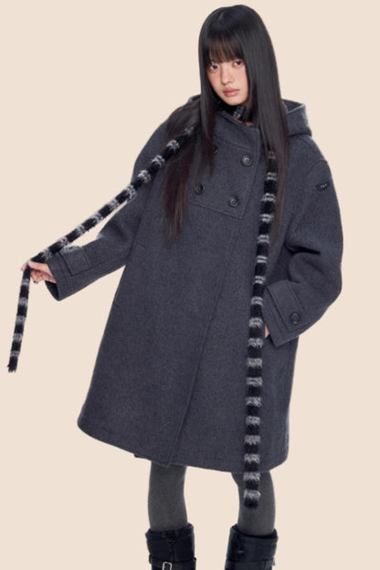 Retro Hooded Woolen Coat