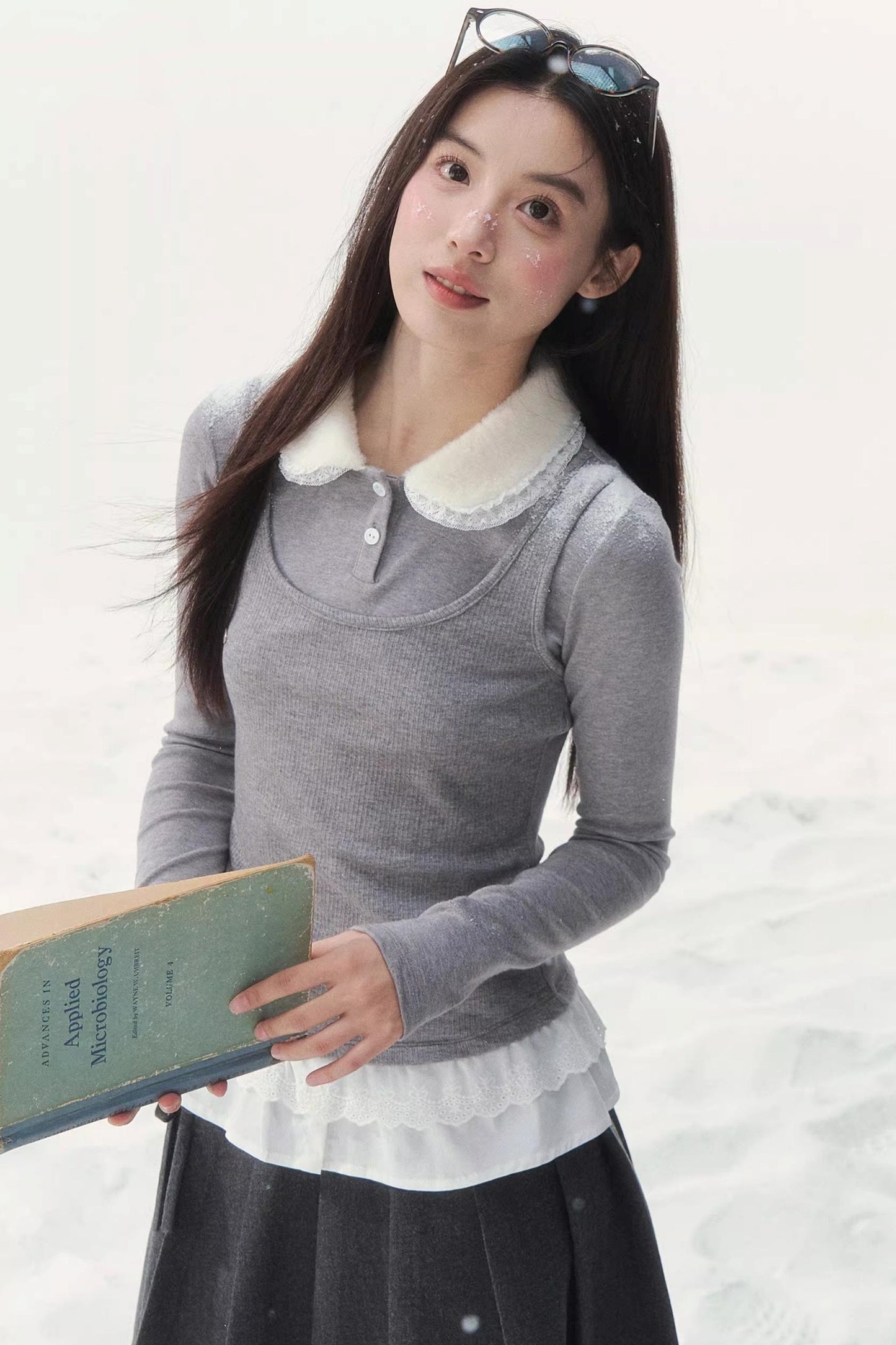 Faux Two-Piece Knitted Blouse