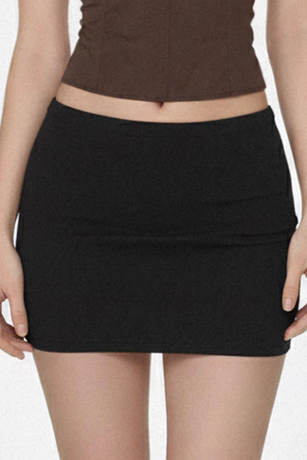 Solid Color Elastic Skirt