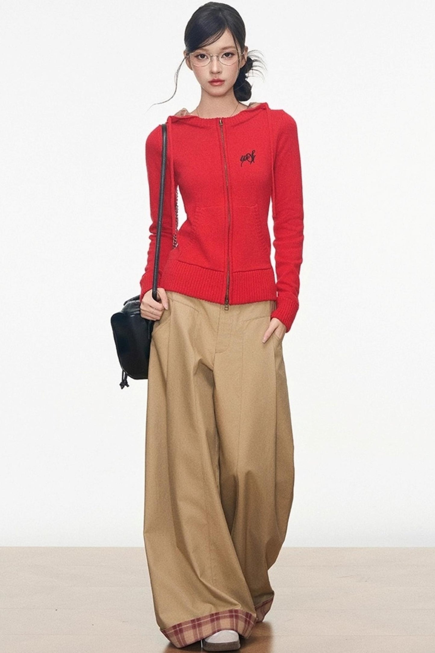 Zipper Sweater With Trousers Set-Up