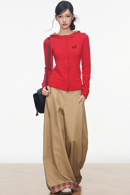 Zipper Sweater With Trousers Set-Up