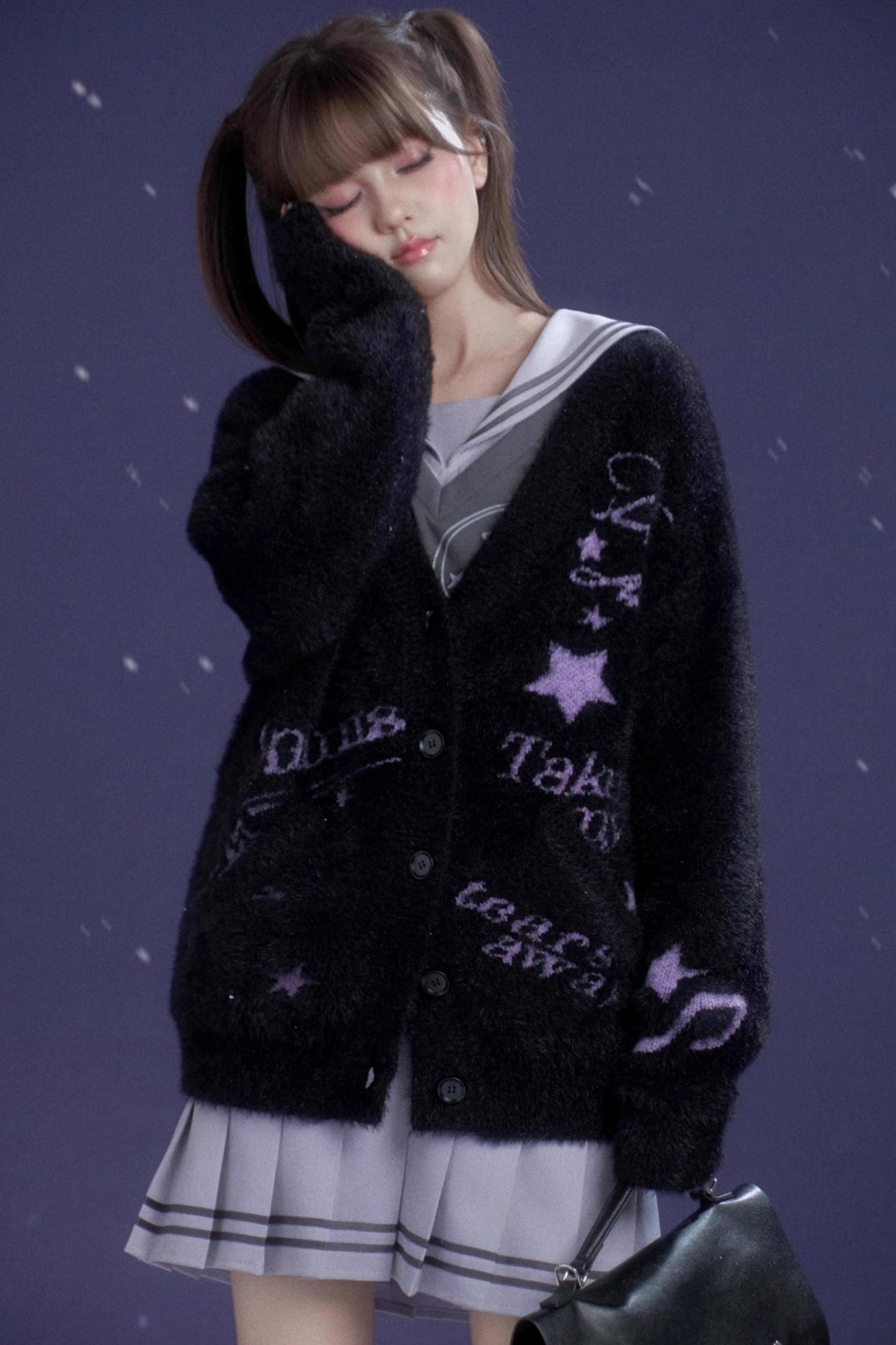 Black and Purple Graffiti Cardigan