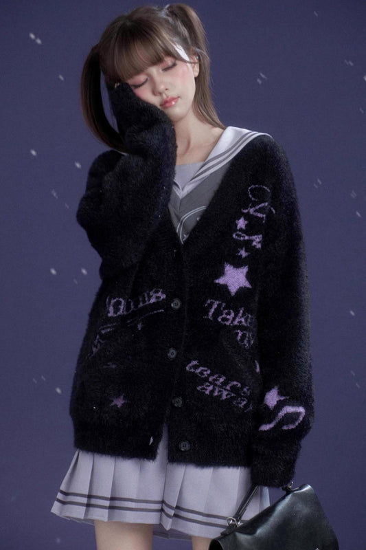 Black and Purple Graffiti Cardigan