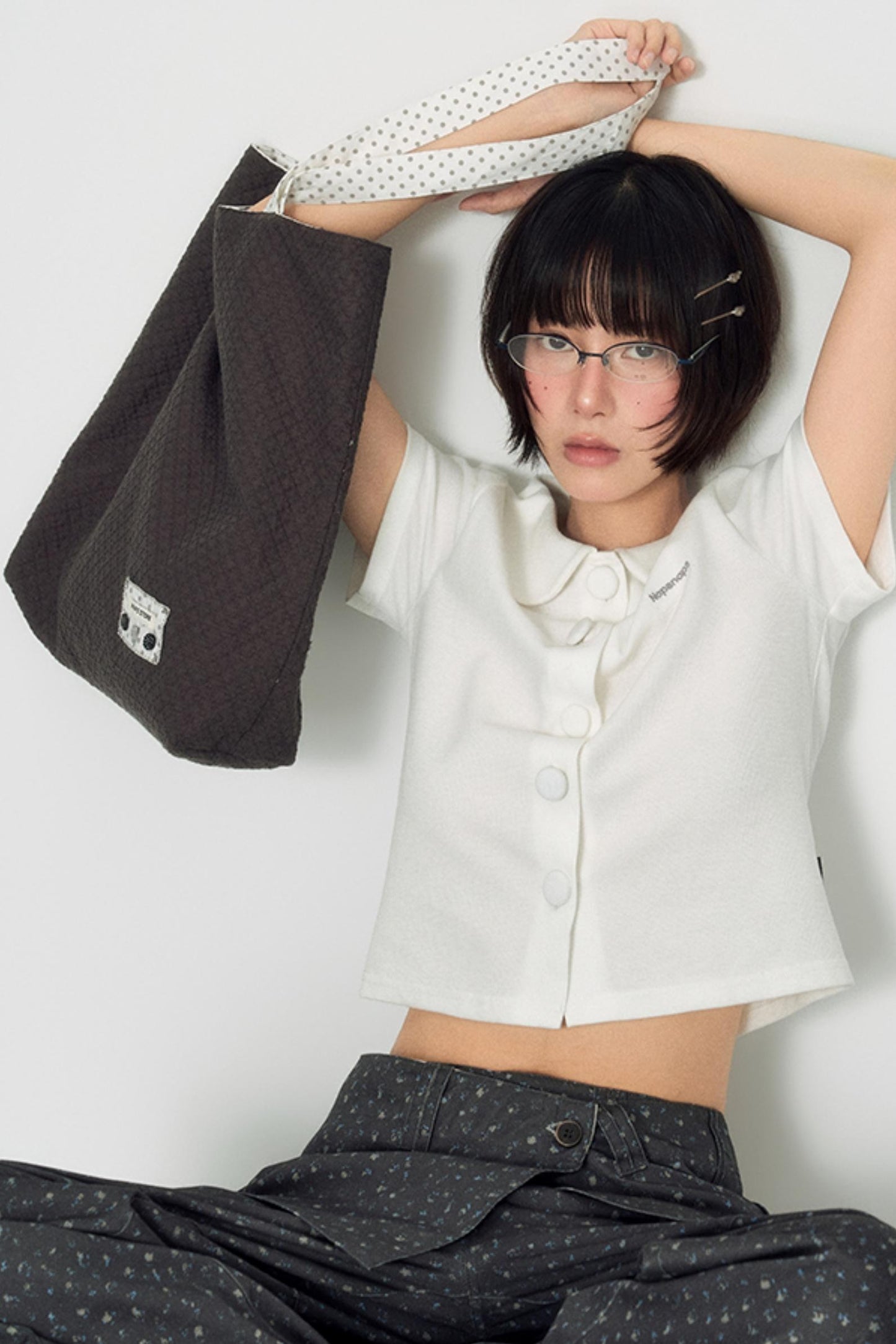 Vintage Polka Dot Canvas Shoulder Bag