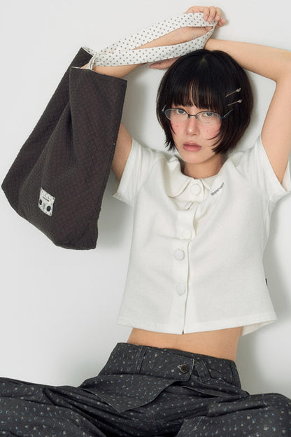 Vintage Polka Dot Canvas Shoulder Bag