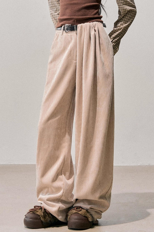 Fleece-Lined Wide-Leg Pants