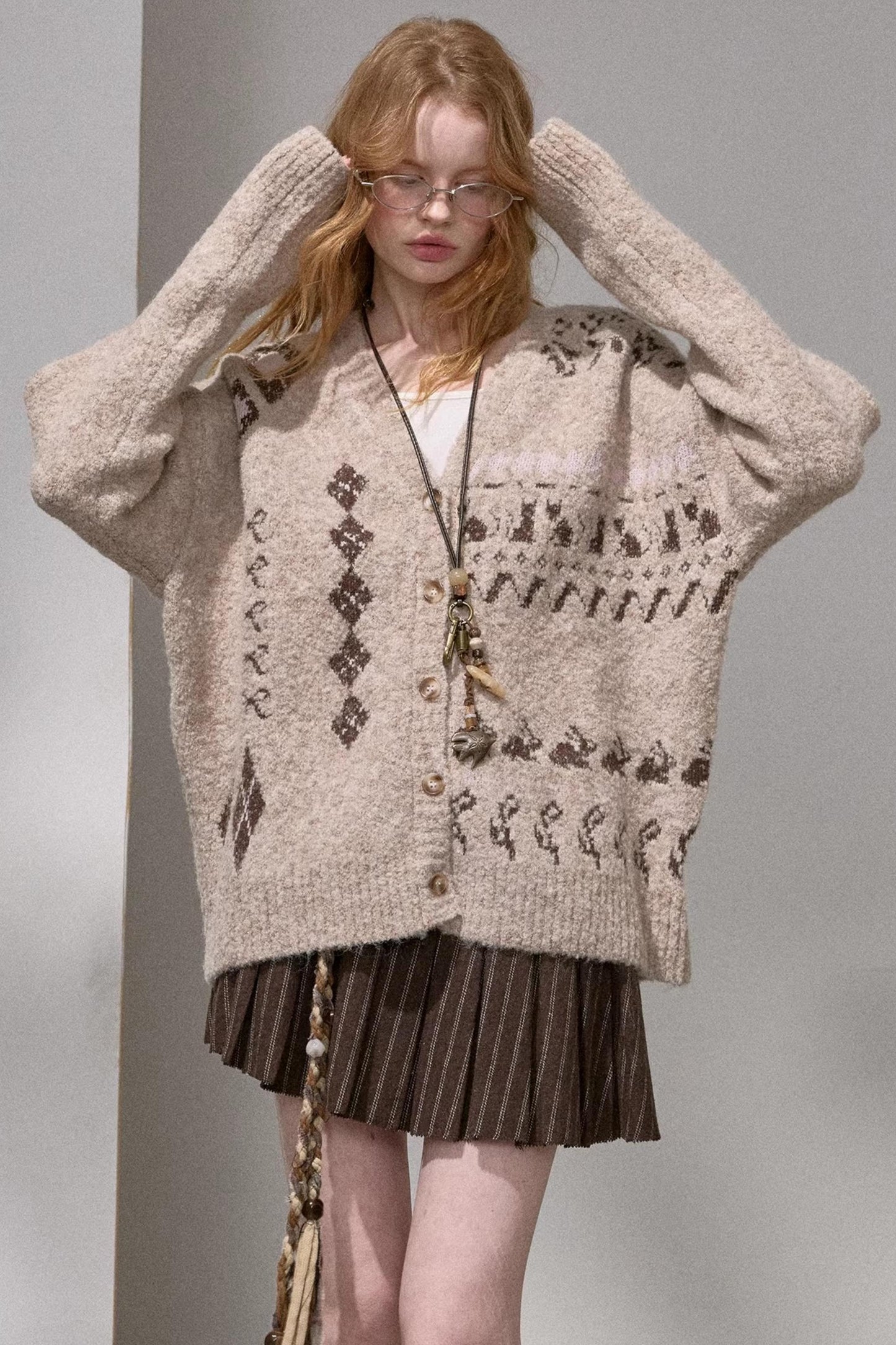 Retro Fair Isle Knitted Cardigan