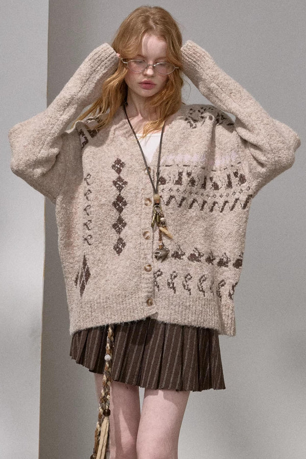 Retro Fair Isle Knitted Cardigan