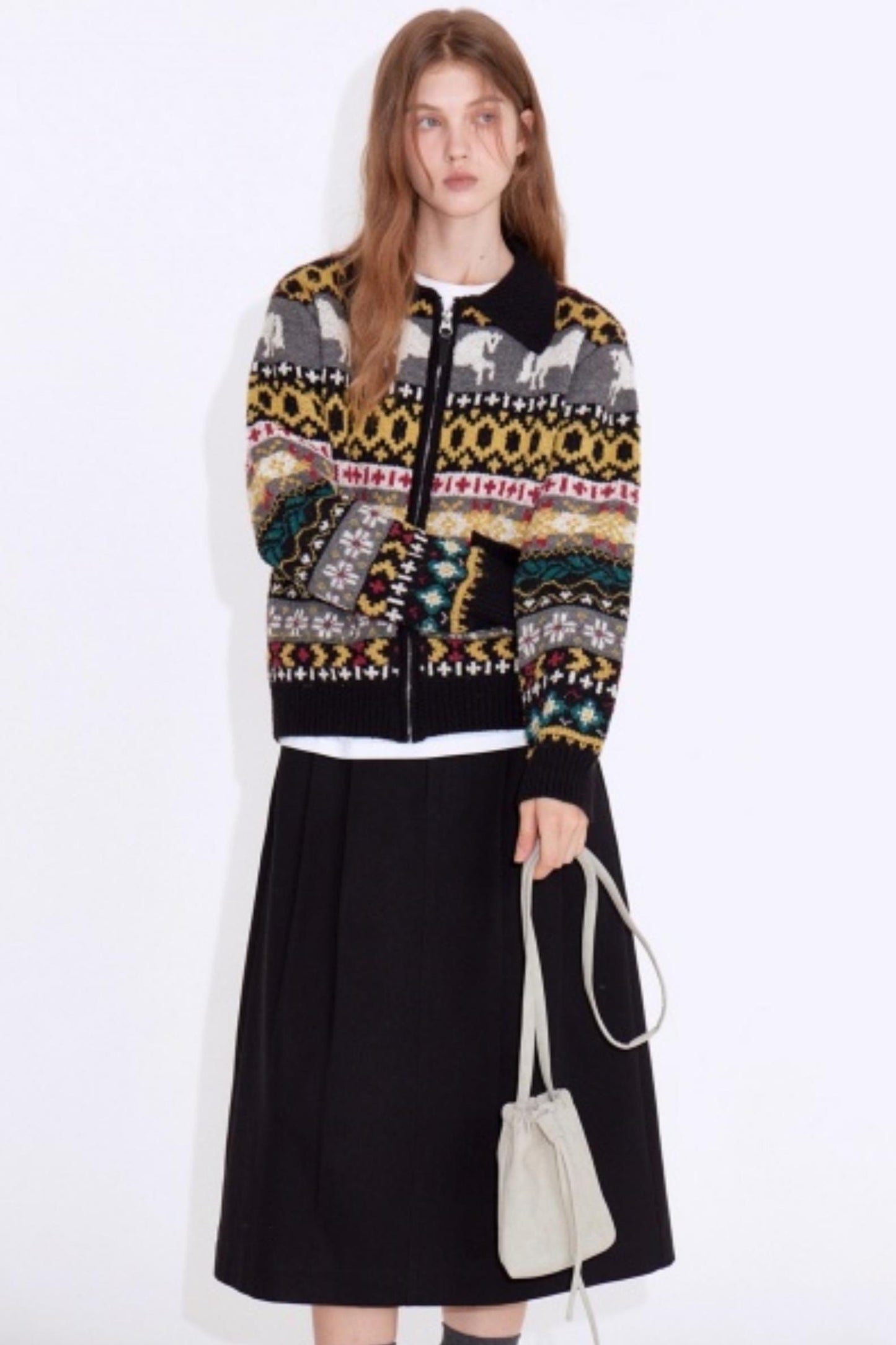 Textured Little Horse Cardigan