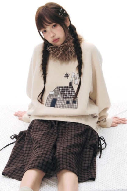 Color Block Embroidery Sweater